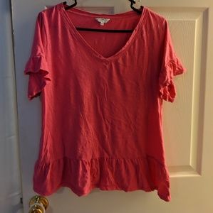 Ruffle v-neck t-shirt